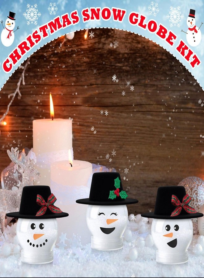 Teecyhooo 30 Sets Christmas Plastic Snow Globes Kit Includes 30 Clear Snow Globe, Mini Black Top Hats and Sticker for Ornaments DIY Crafts Fillable Globes Home Winter Christmas Decoration - Image 3